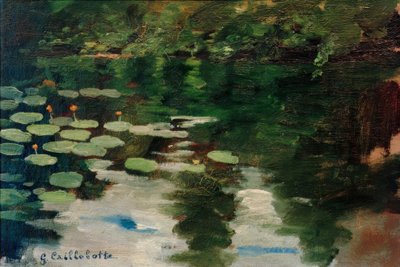 Waterlelies op de vijver door Gustave Caillebotte